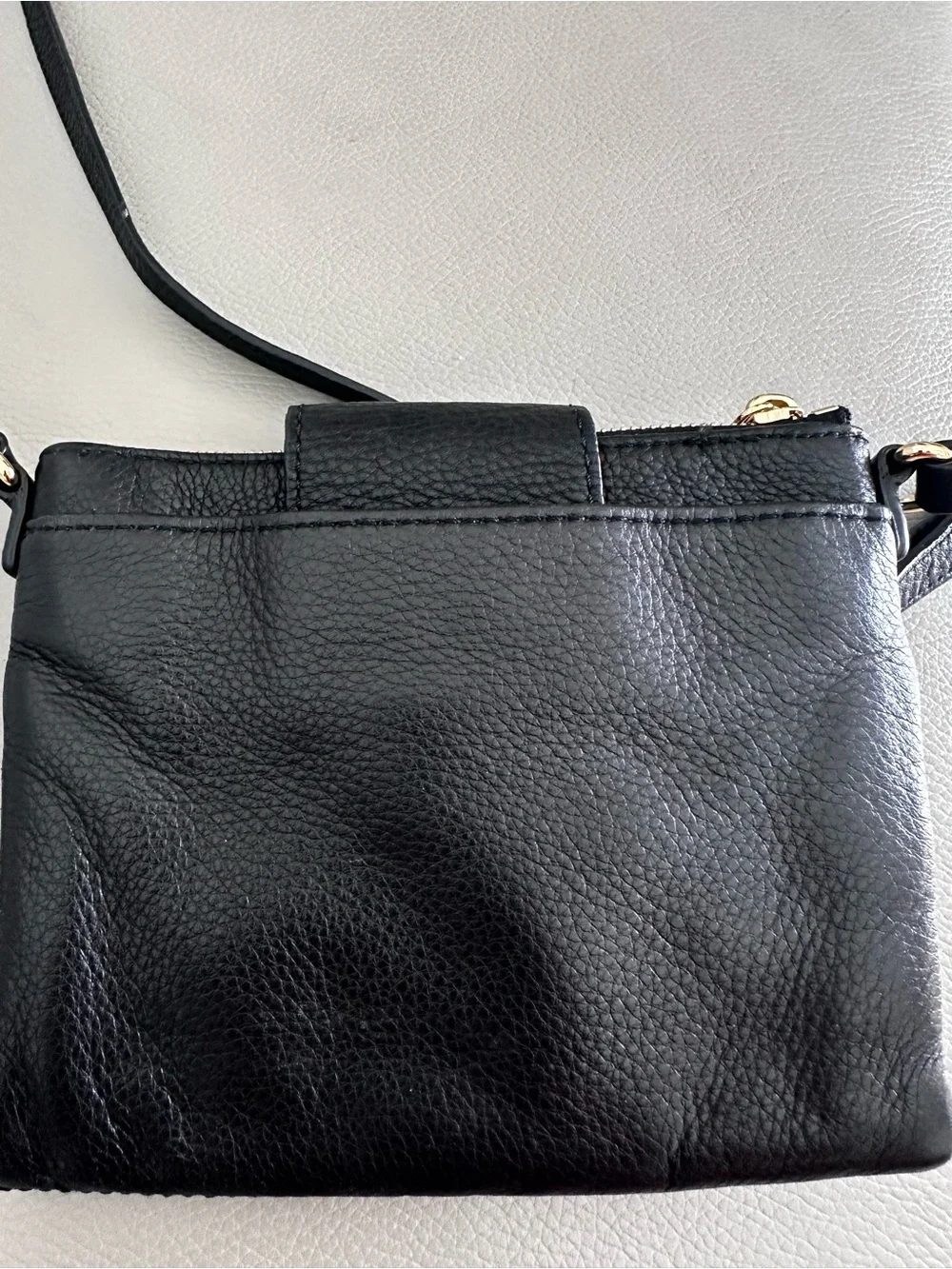 Michael Kors Black Pebbled Leather Crossbody with Gold MK Medallion